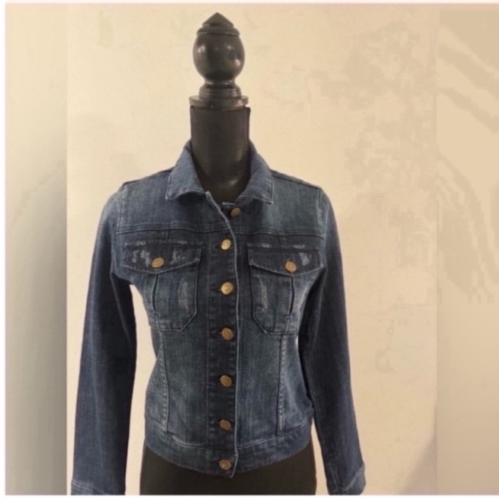 NWT Pistola  Dark Blue Denim Jean Jacket with Gold Buttons S